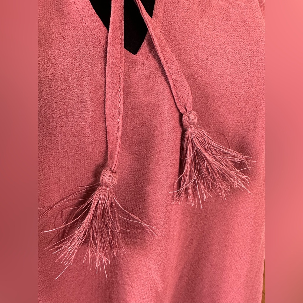Universal Thread Pink Long Sleeve Tie Front Peplum Blouse - Picture 4 of 8